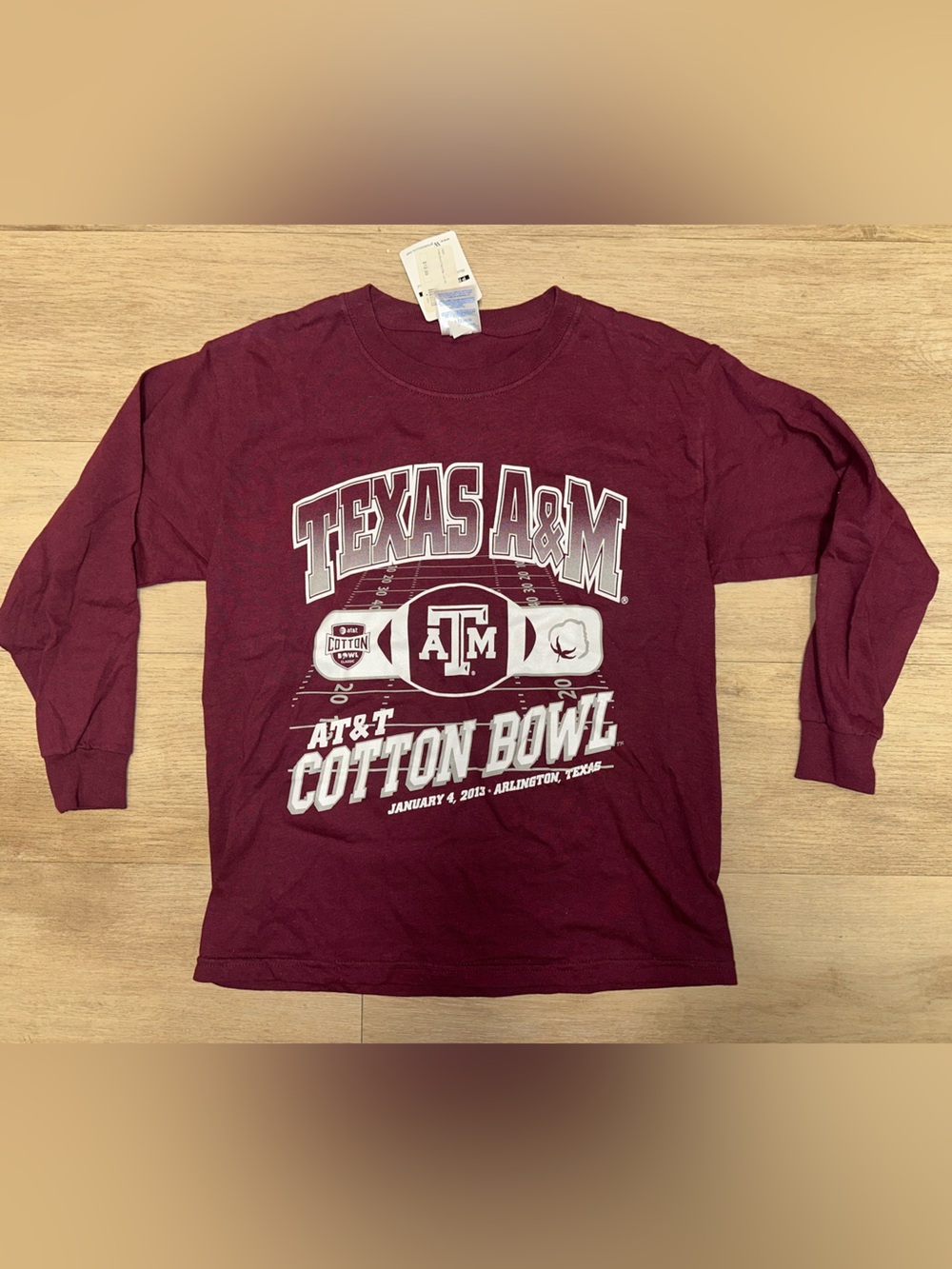 Maroon Long-Sleeve Youth Medium 2013 A&M Cotton Bowl Tee